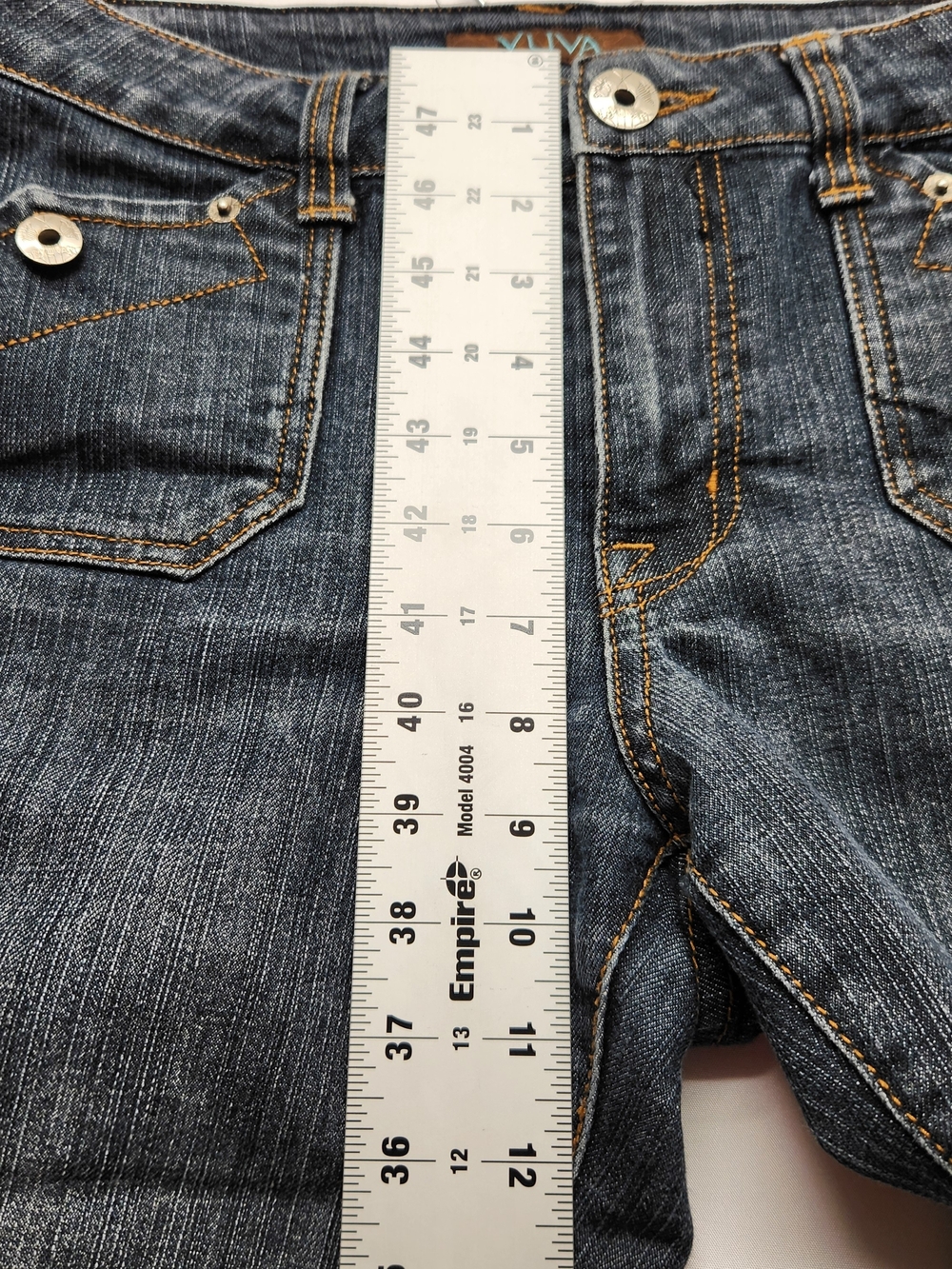 ⭐️Vintage Yuva Dark Wash Denim Bermuda Shorts Jorts Capris Y2K Size 10 - Picture 3 of 13